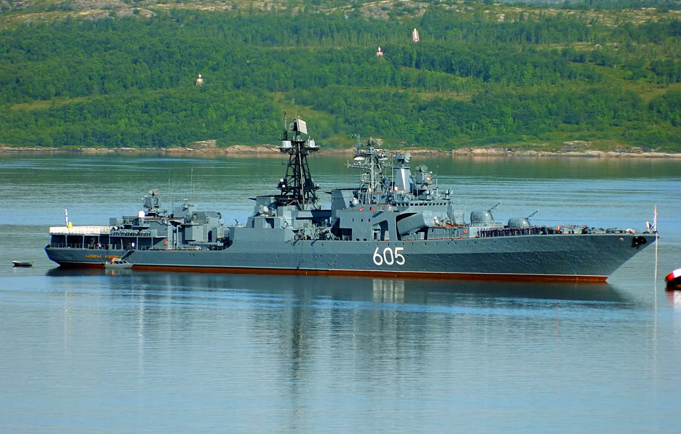 Фото обои корабль, большой, вмф, противолодочный, проект 1155, адмирал левченко