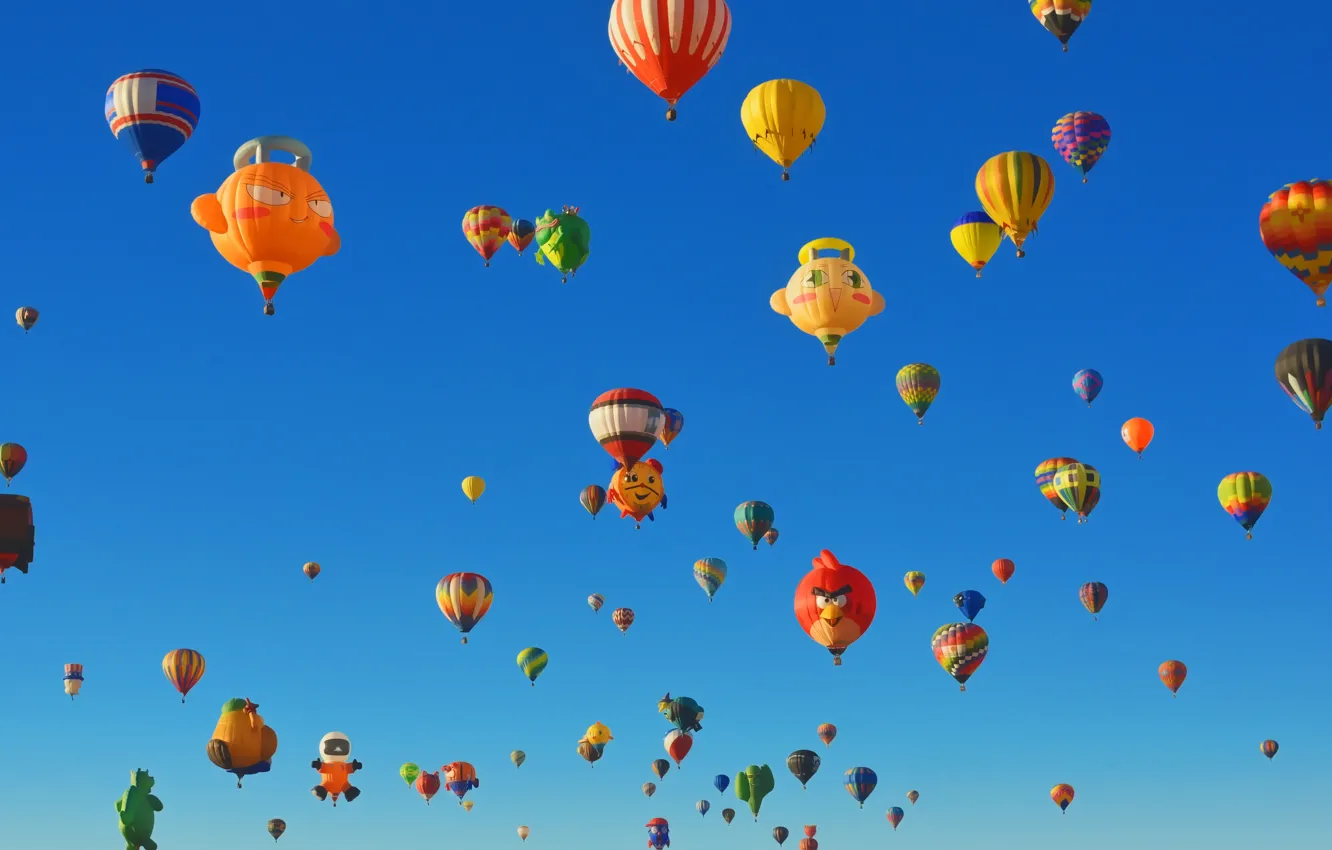 Фото обои небо, США, парад, Нью-Мексико, Альбукерке, Международный фестиваль воздушных шаров