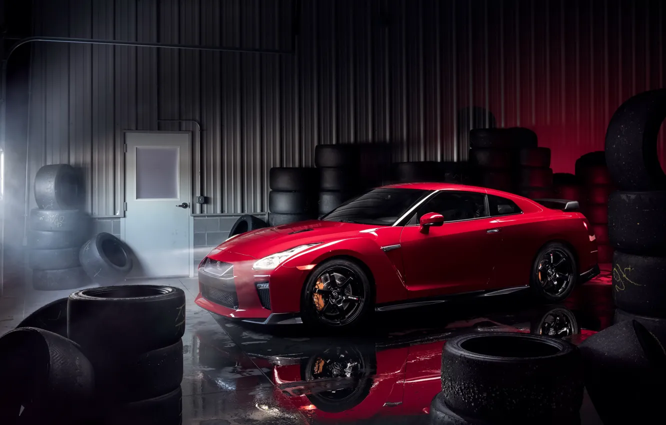 Фото обои гараж, GTR, суперкар, Nissan, GT-R, Track Edition, 2017