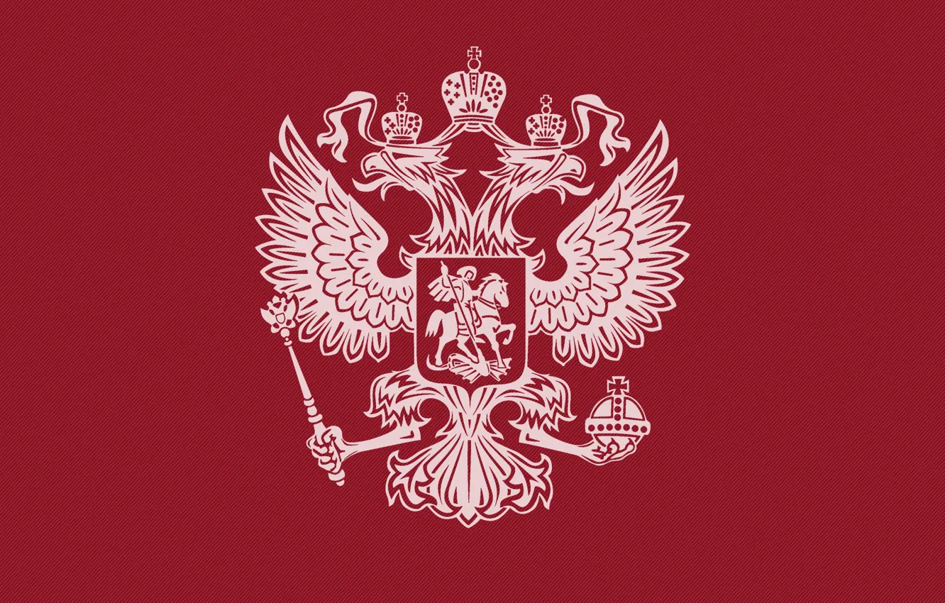 Фото обои герб, россия, красный фон