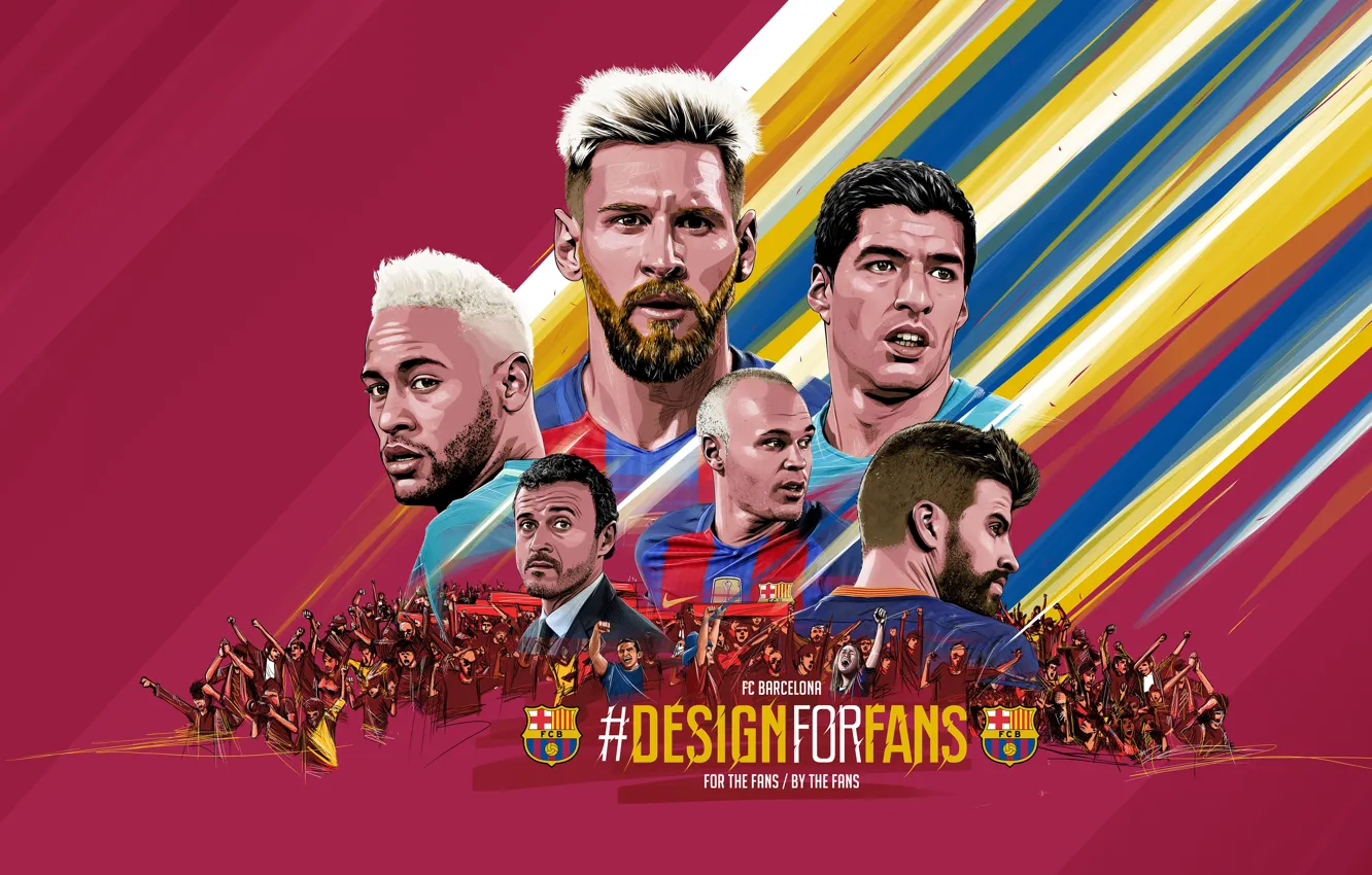 Фото обои wallpaper, sport, football, fans, FC Barcelona, coach, players
