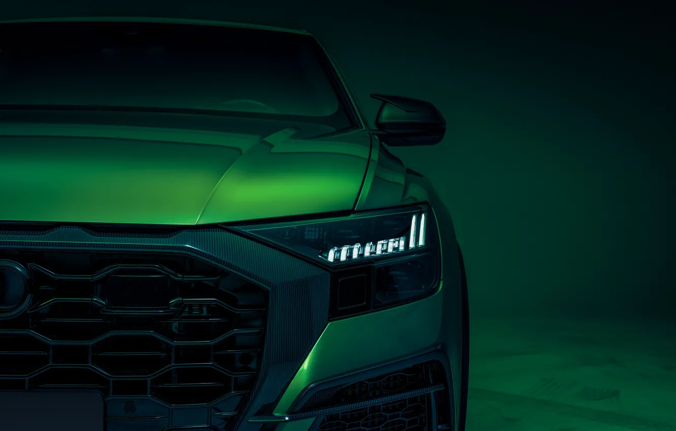 Фото обои Audi, фара, зелёный, перед, тюнинг ателье, ABT, обвес, Кроссовер