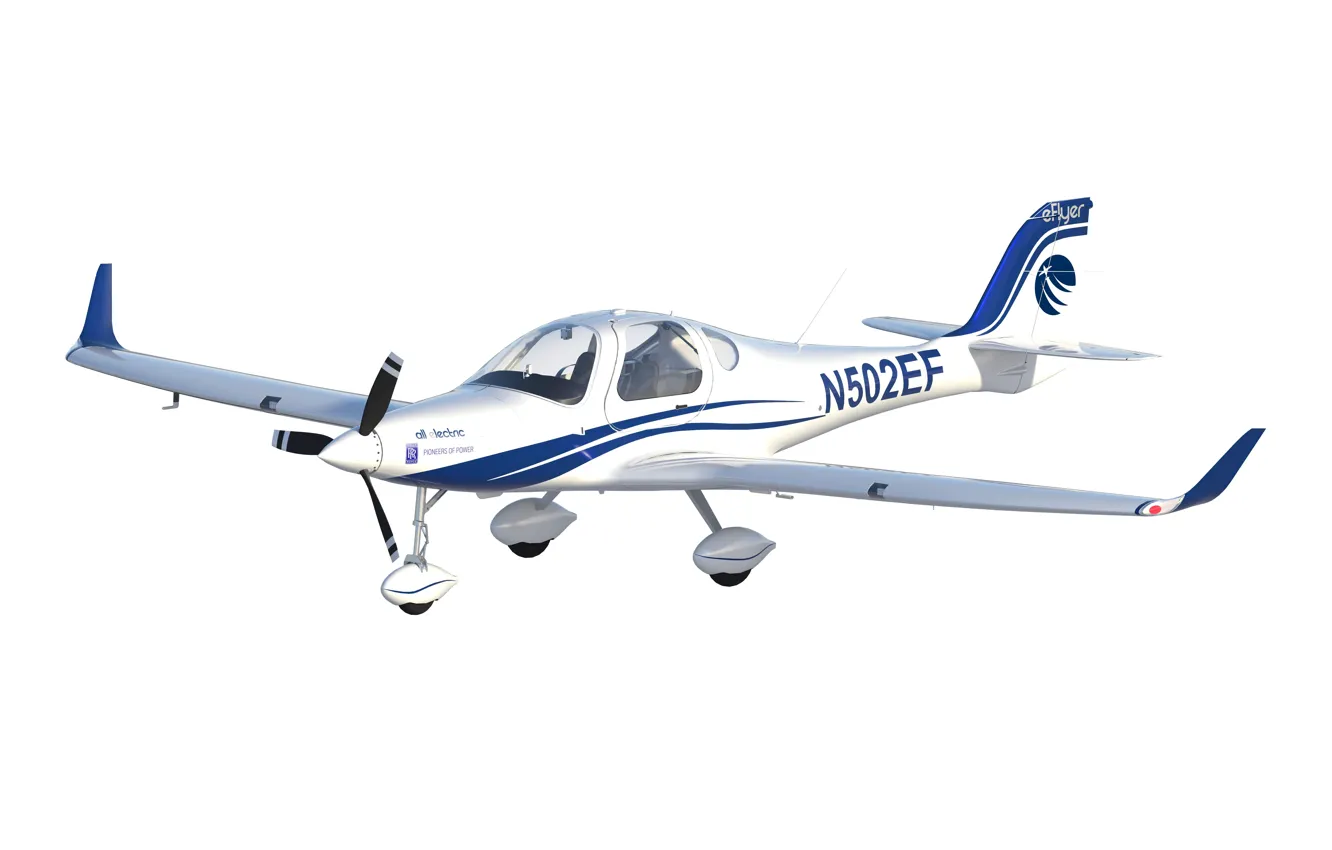 Фото обои Самолет, Белый фон, США, Bye Aerospace, Электрический самолет, eFlyer 2, Electric Aircraft, Aerospace eFlyer 2