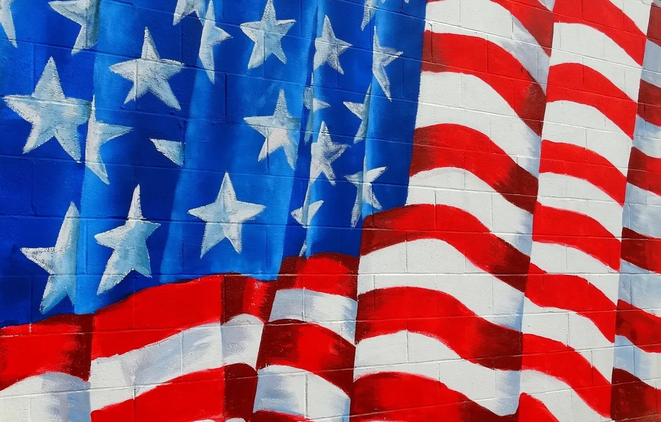 Фото обои стена, текстура, флаг, america, usa