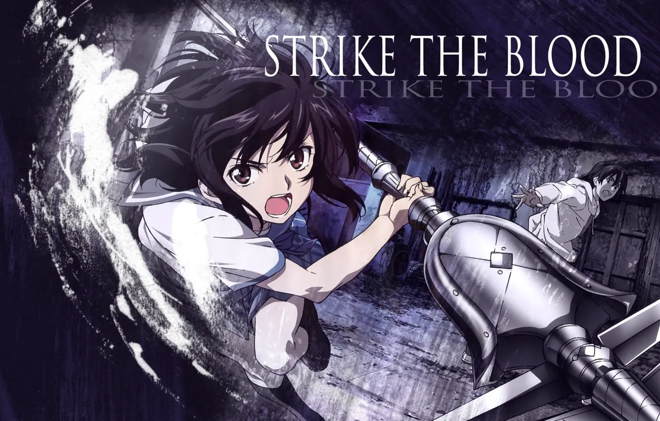 Фото обои девушка, парень, копьё, Strike the Blood, Удар крови
