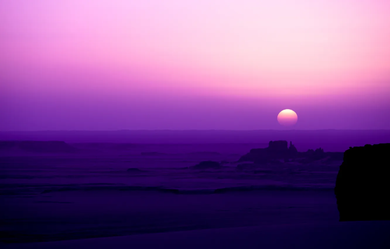 Фото обои пустыня, утро, розовое