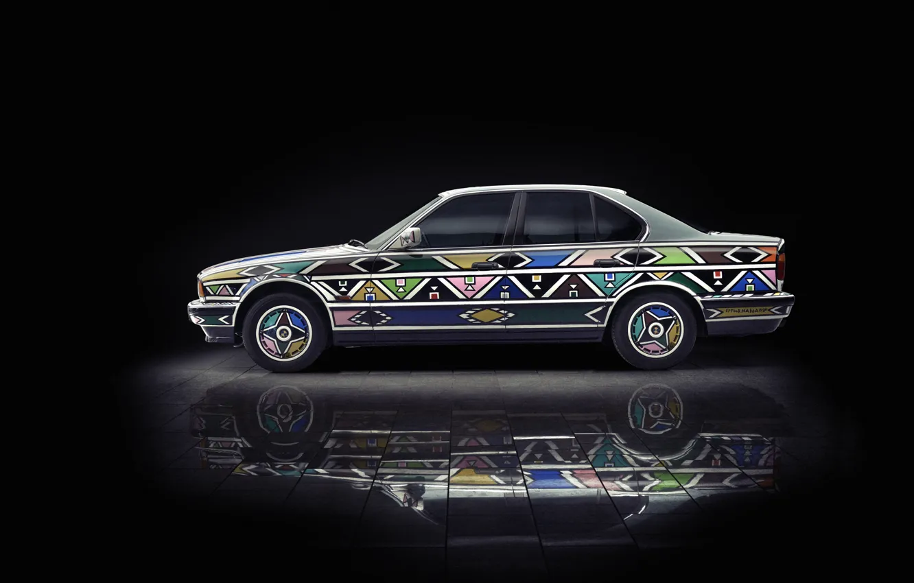 Фото обои BMW, E34, 5 Series, BMW 525i Art Car by Esther Mahlangu