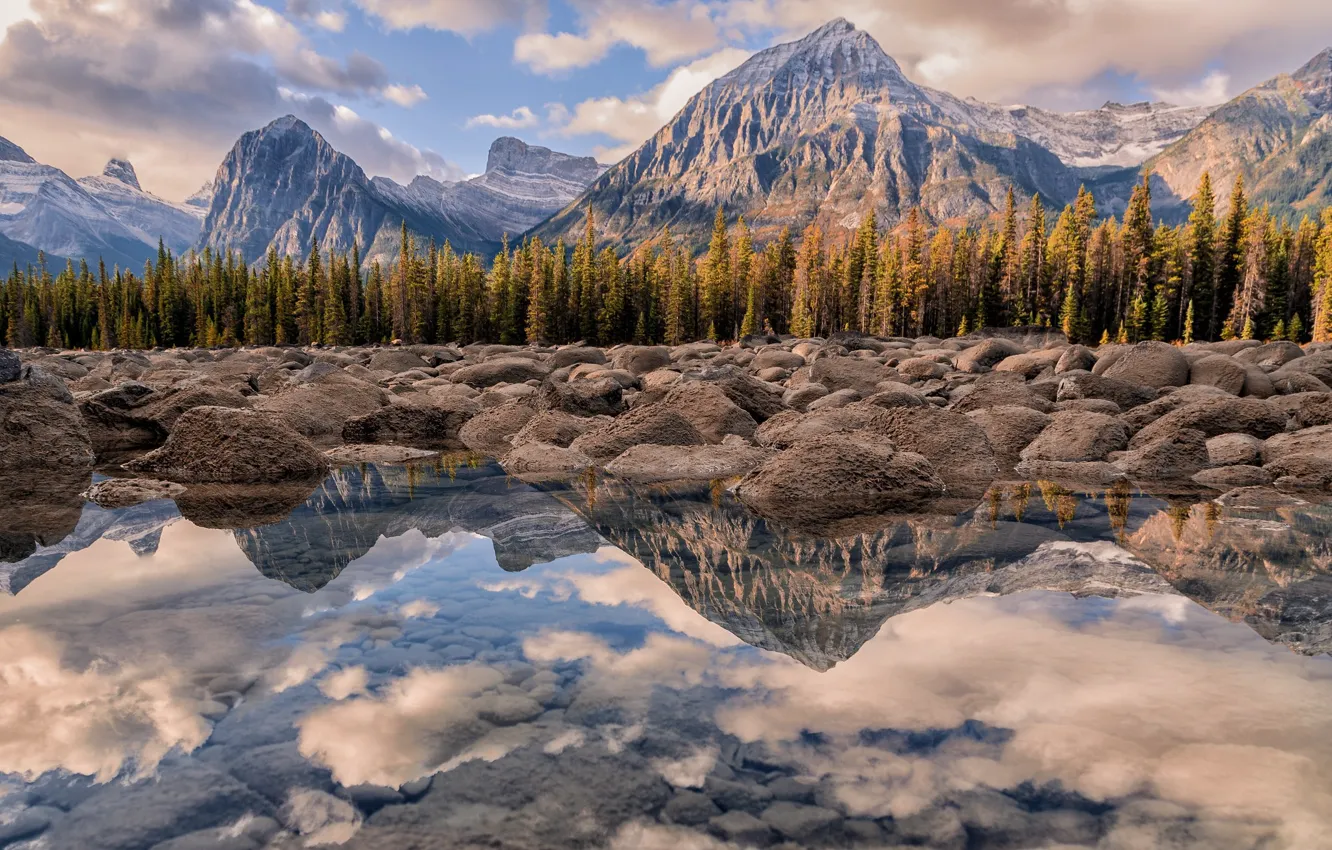 Фото обои вода, горы, отражение