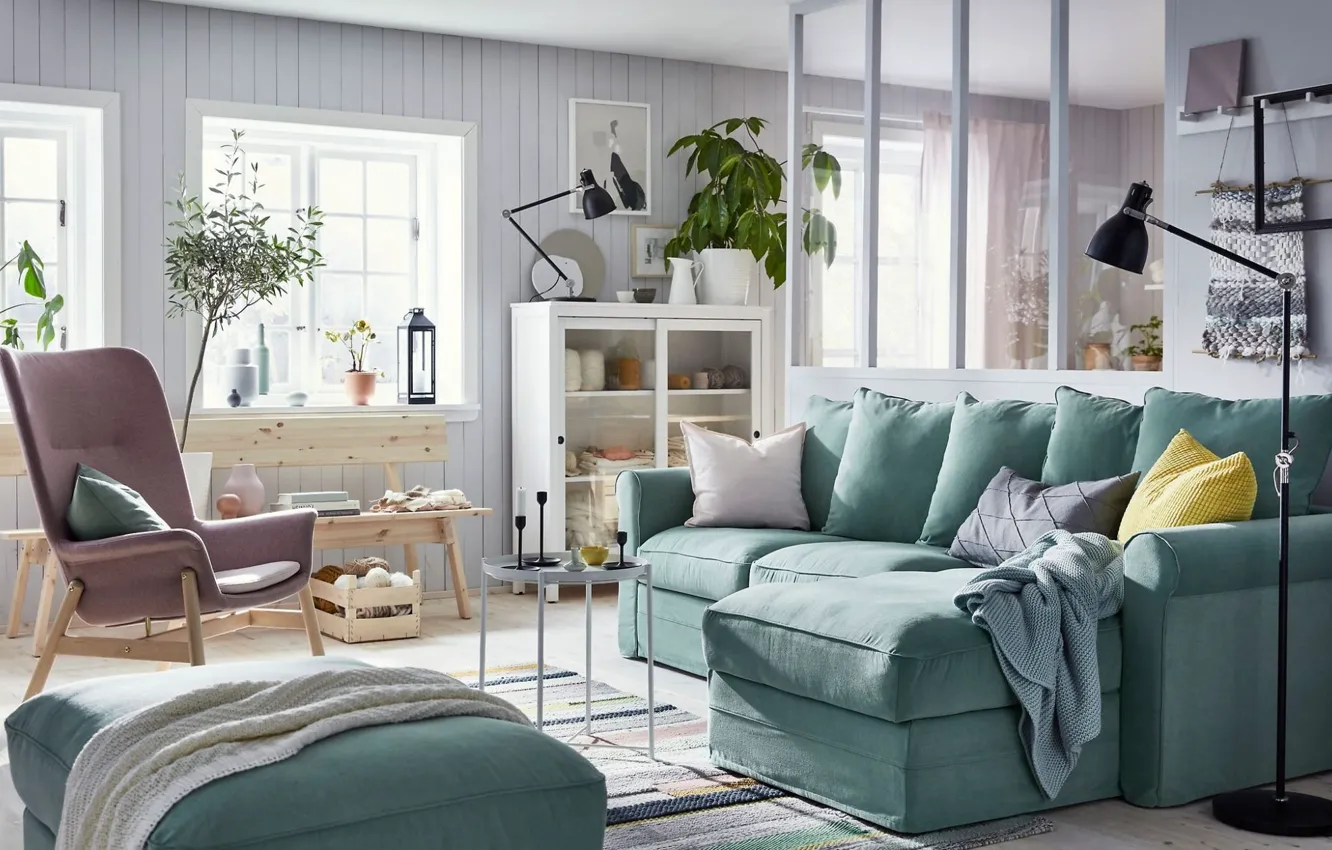 Фото обои дизайн, стиль, комната, интерьер, гостиная, мягкая мебель, ИКЕА, IKEA idea decor