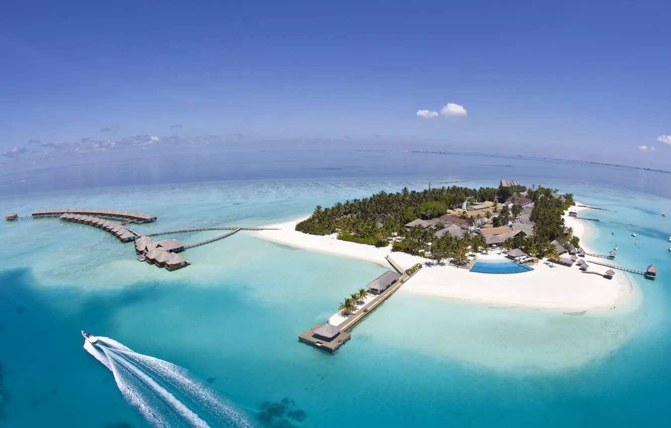 Фото обои океан, остров, курорт, Maldives
