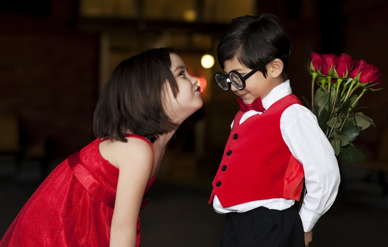 Фото обои любовь, дети, детство, ретро, романтика, очки, девочка, love