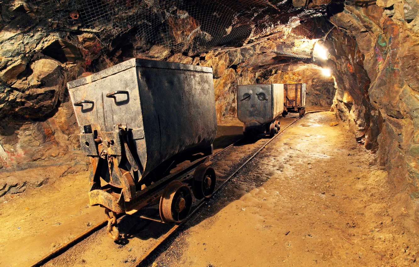 Фото обои rail, mine, mining, artificial cave