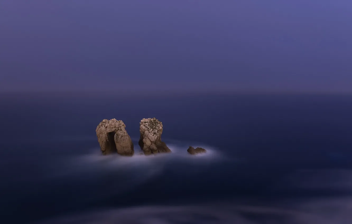 Фото обои море, скалы, вечер