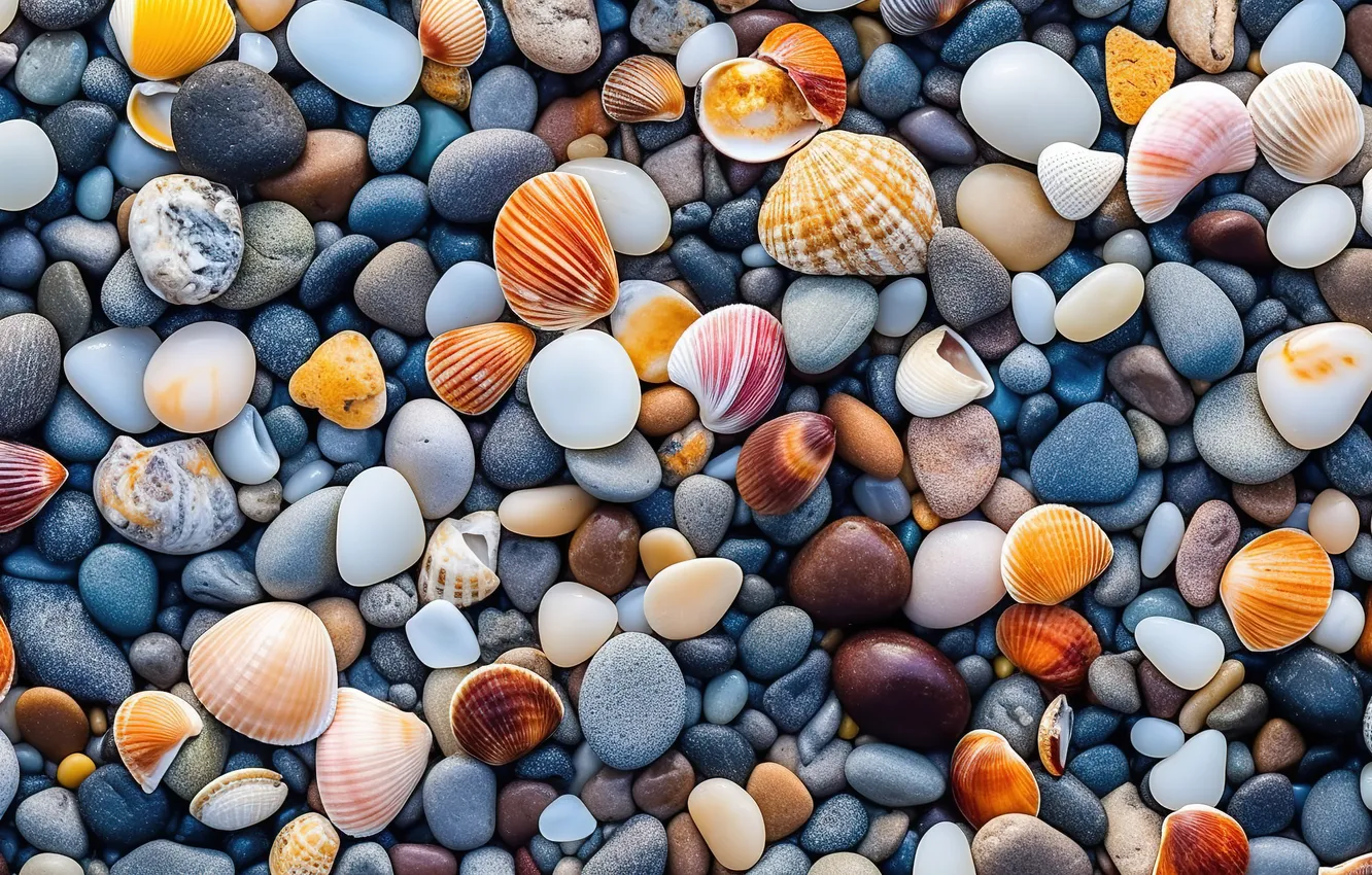 Фото обои пляж, галька, камни, фон, colorful, ракушки, beach, texture