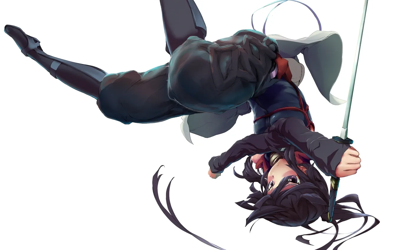 Фото обои девушка, оружие, прыжок, меч, аниме, арт, akatsuki, log horizon
