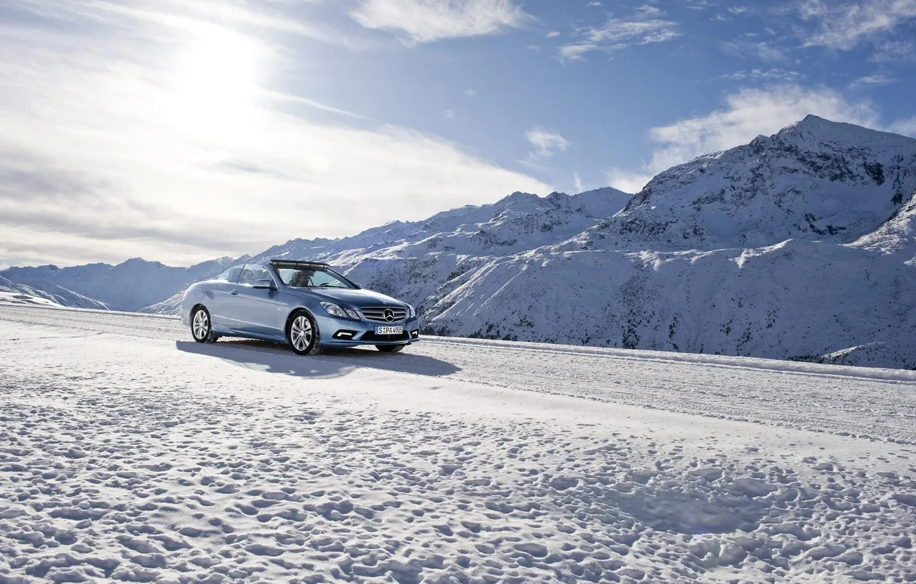 Фото обои зима, машина, снег, mercedes, автомобиль, мерседес