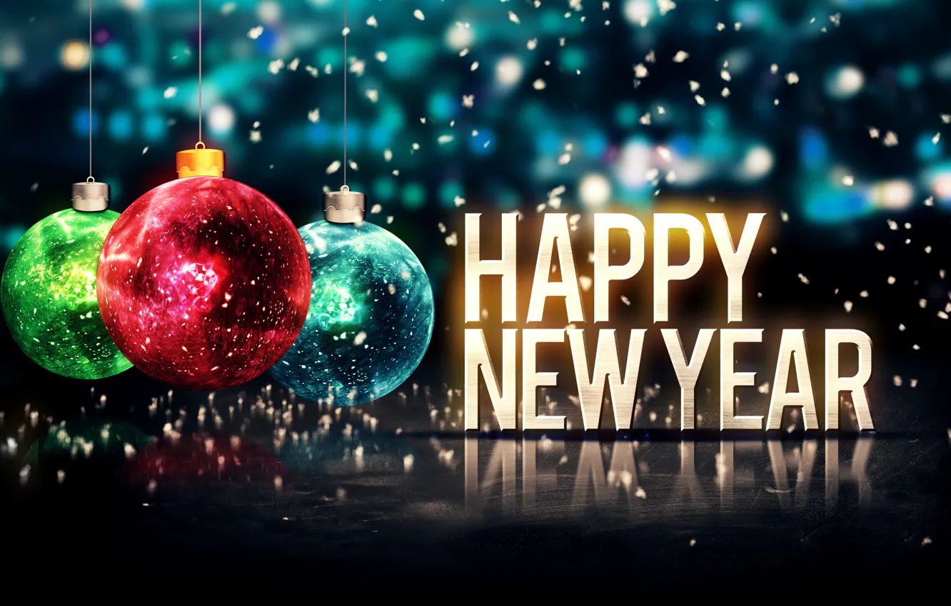 Фото обои Новый Год, Рождество, Christmas, balls, New Year, Happy, 2015, Merry