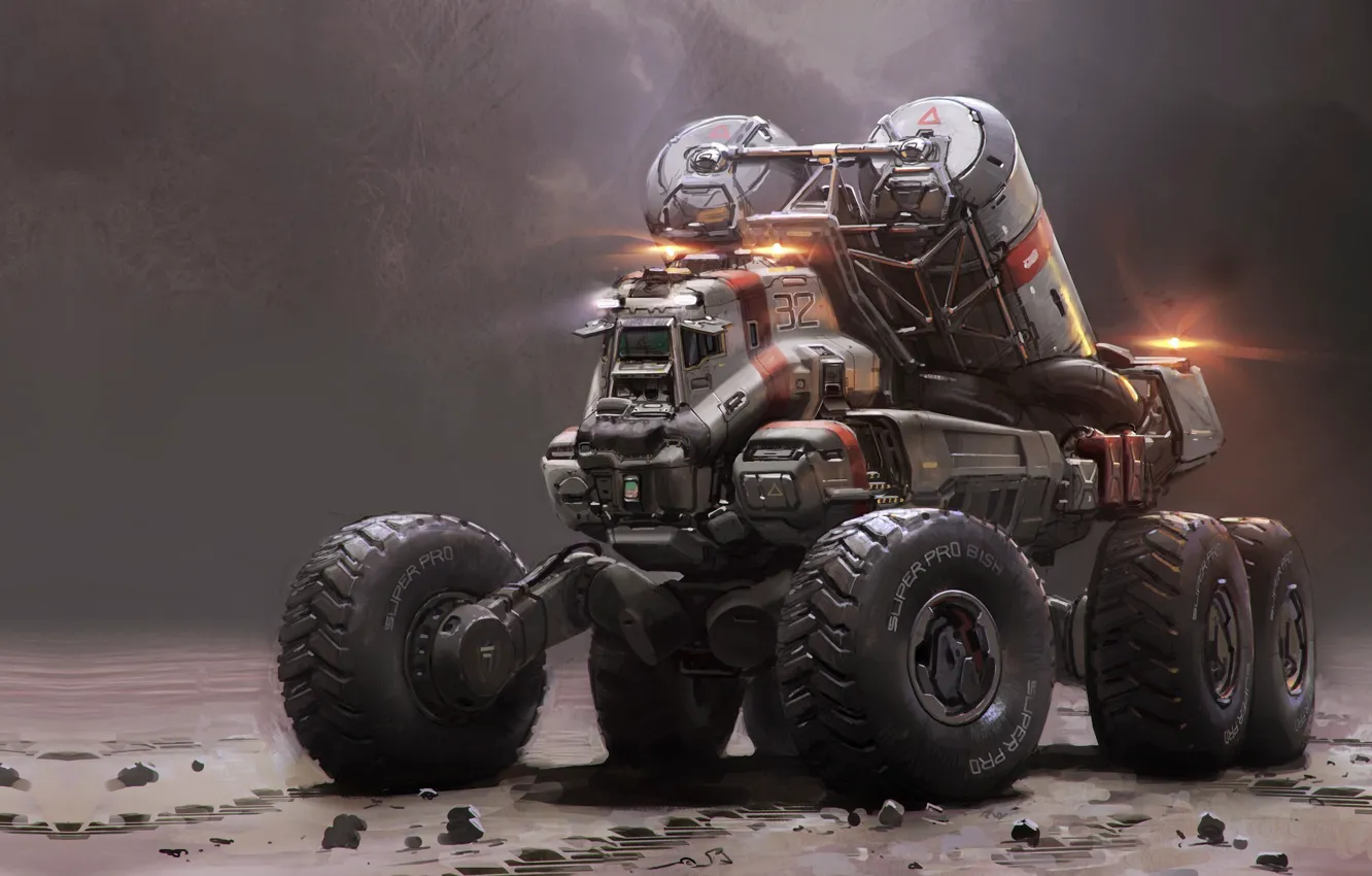 Фото обои арт, фантастика., John Wallin Liberto, Mining truck vehicle-Halo 5