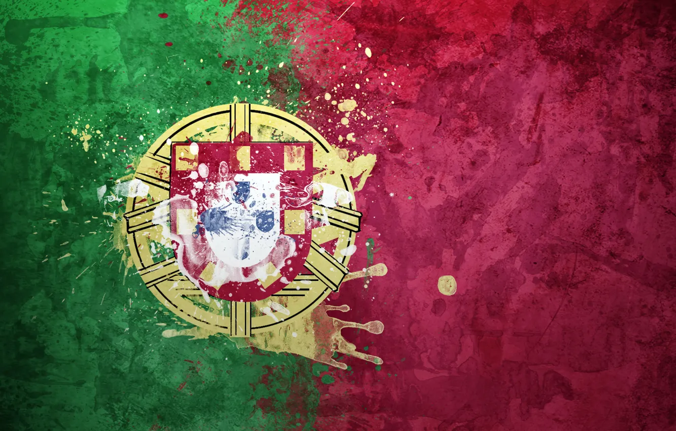 Фото обои краски, флаг, Португалия, герб, flag, República Portuguesa, Португальская Республика
