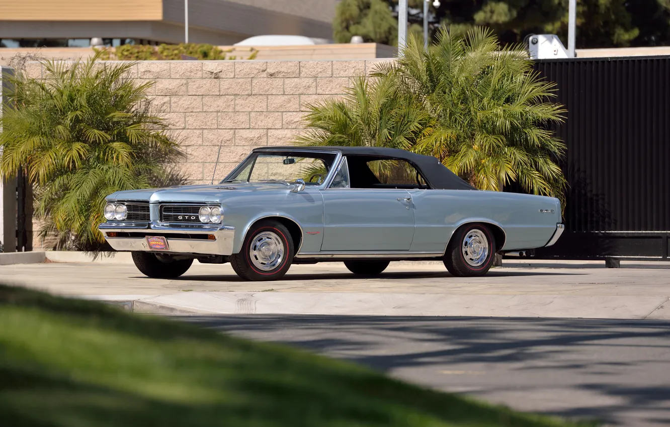 Фото обои Кабриолет, Pontiac, GTO, Понтиак, 1964, ретро автомобили, Convertible, LeMans