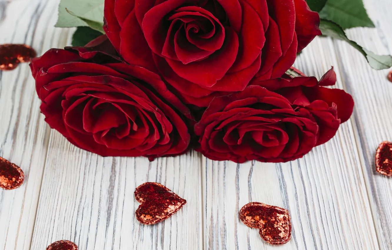 Фото обои розы, букет, сердечки, красные, red, roses