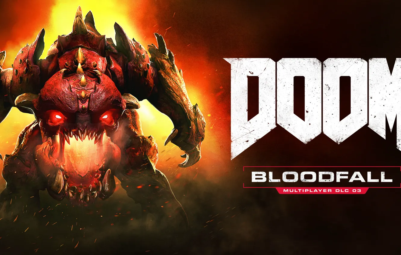 Фото обои Game, Doom, 2016, Horizontal, Bloodfall