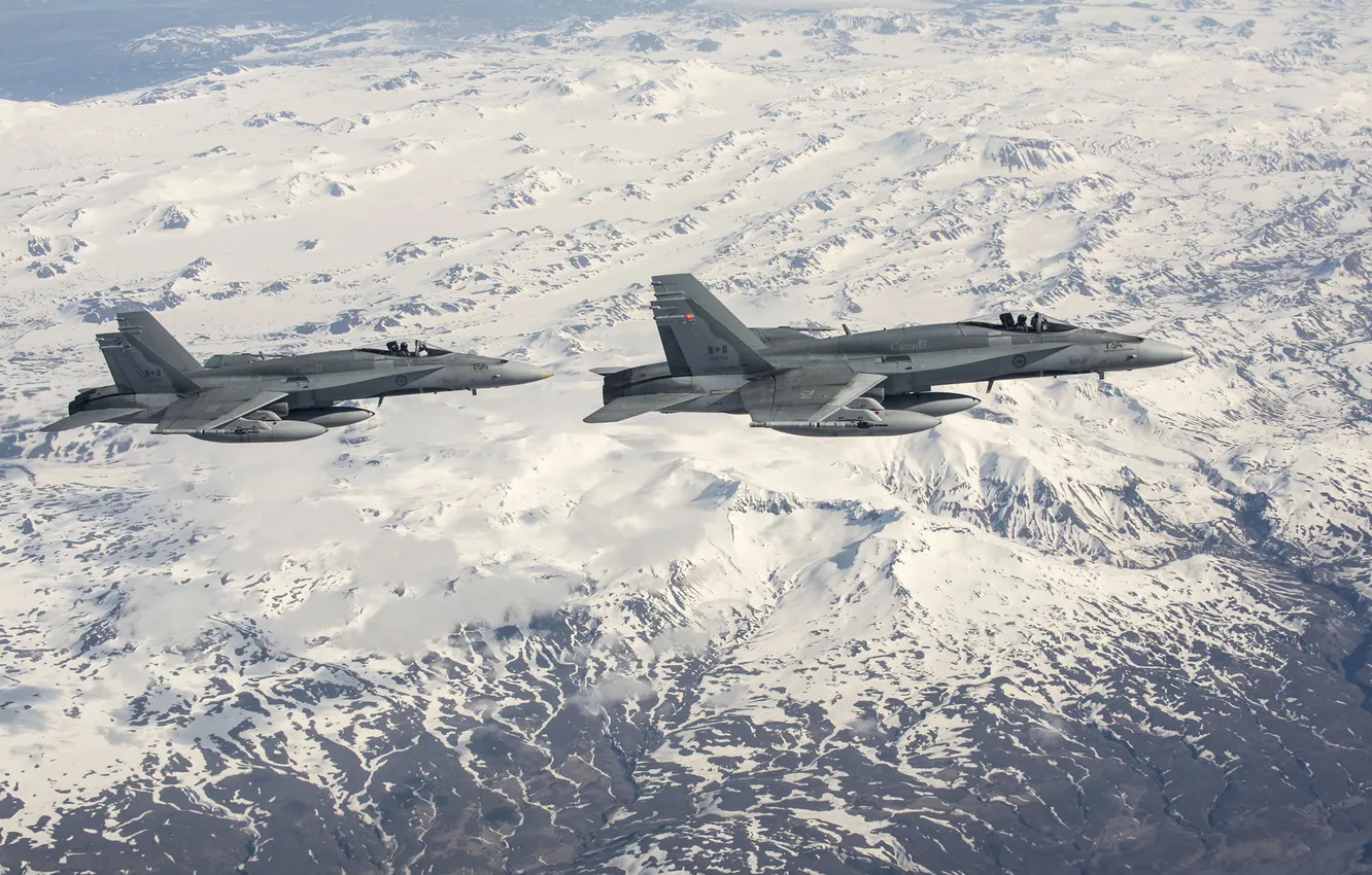 Фото обои пейзаж, истребители, полёт, Hornet, CF-18