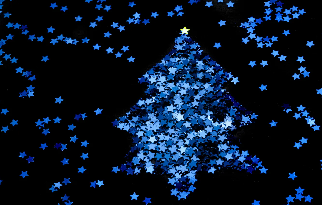 Фото обои синий, праздник, чёрный, новый год, рождество, звёздочки, ёлка, christmas