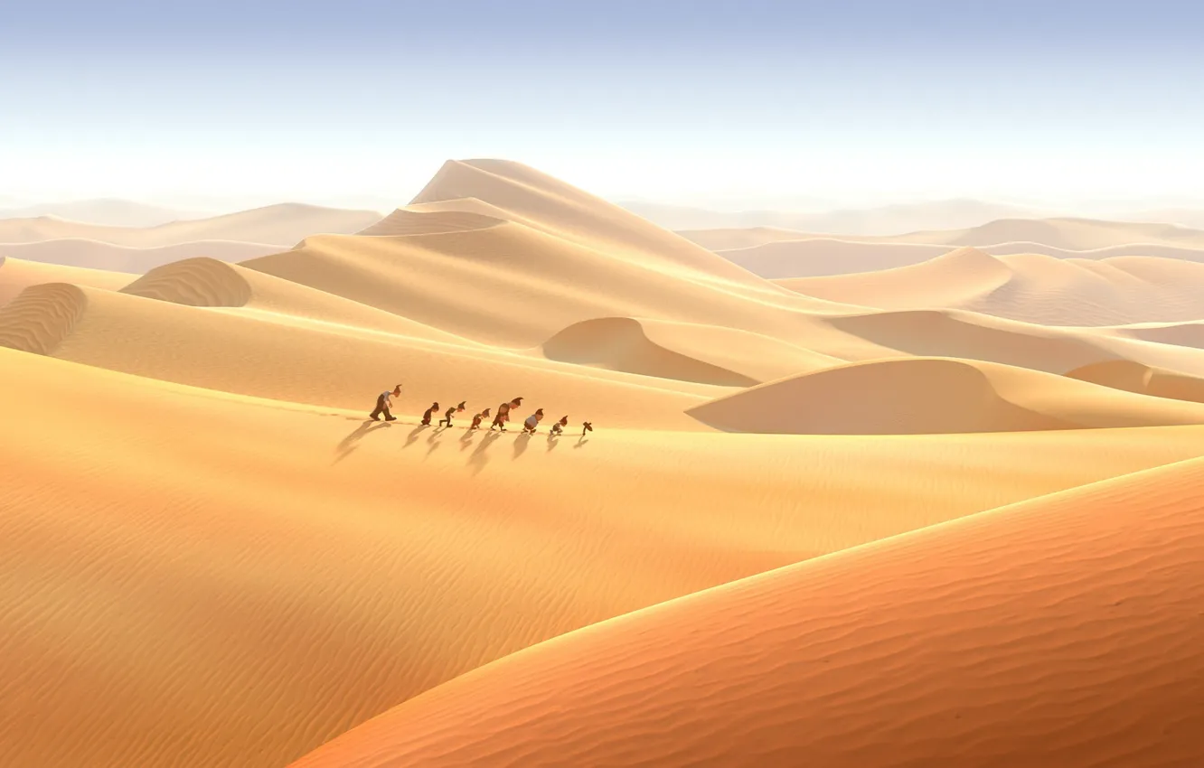 Фото обои песок, пустыня, мультфильм, гномы, поход, приключение, 7-ой гном, Der 7bte Zwerg