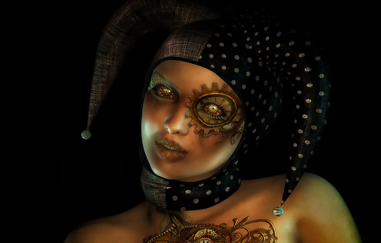 Фото обои взгляд, девушка, киборг