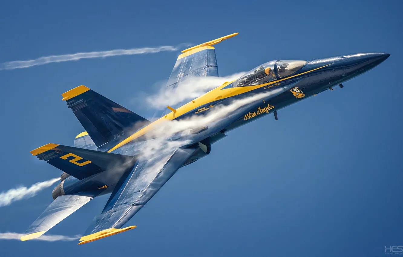 Фото обои Фонарь, F/A-18, Blue Angels, Пилот, Пилотажная группа, Эффект Прандтля — Глоерта, F/A-18 Hornet, US NAVY
