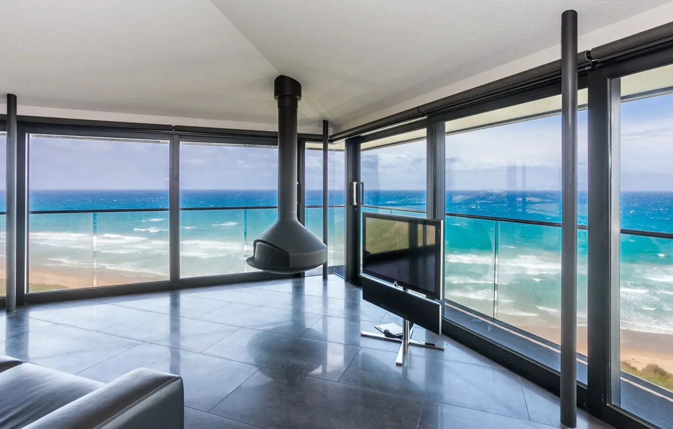 Фото обои интерьер, телевизор, камин, гостиная, Fairhaven Holiday House, THE POLE HOUSE