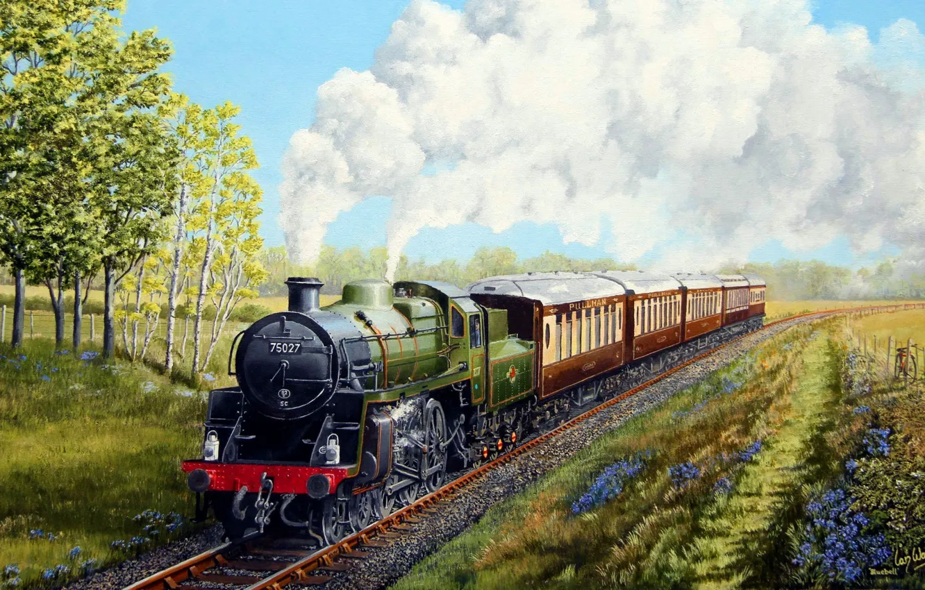 Фото обои wallpaper, train, painting