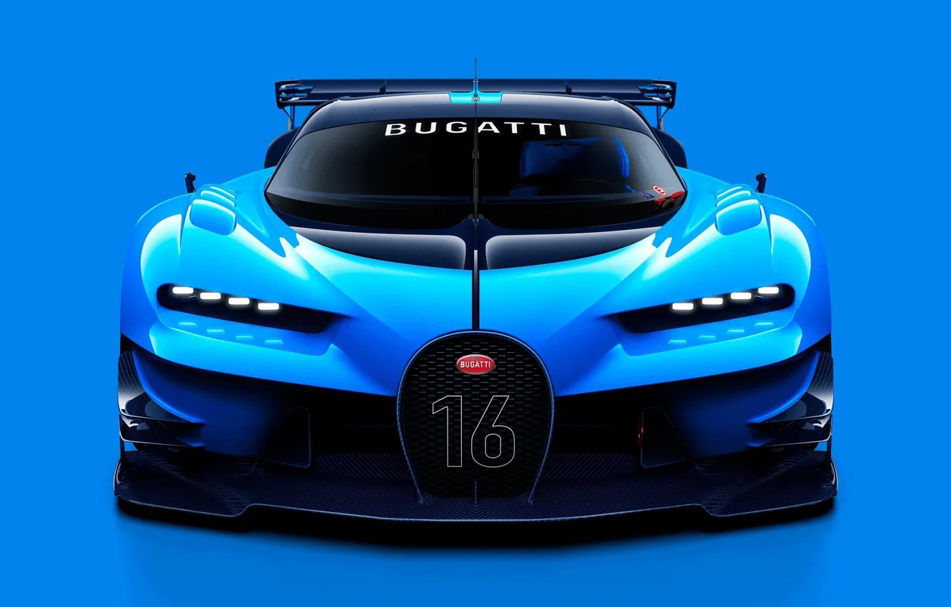 Фото обои concept, Bugatti, sport, Vision, blue, tuning, front, race