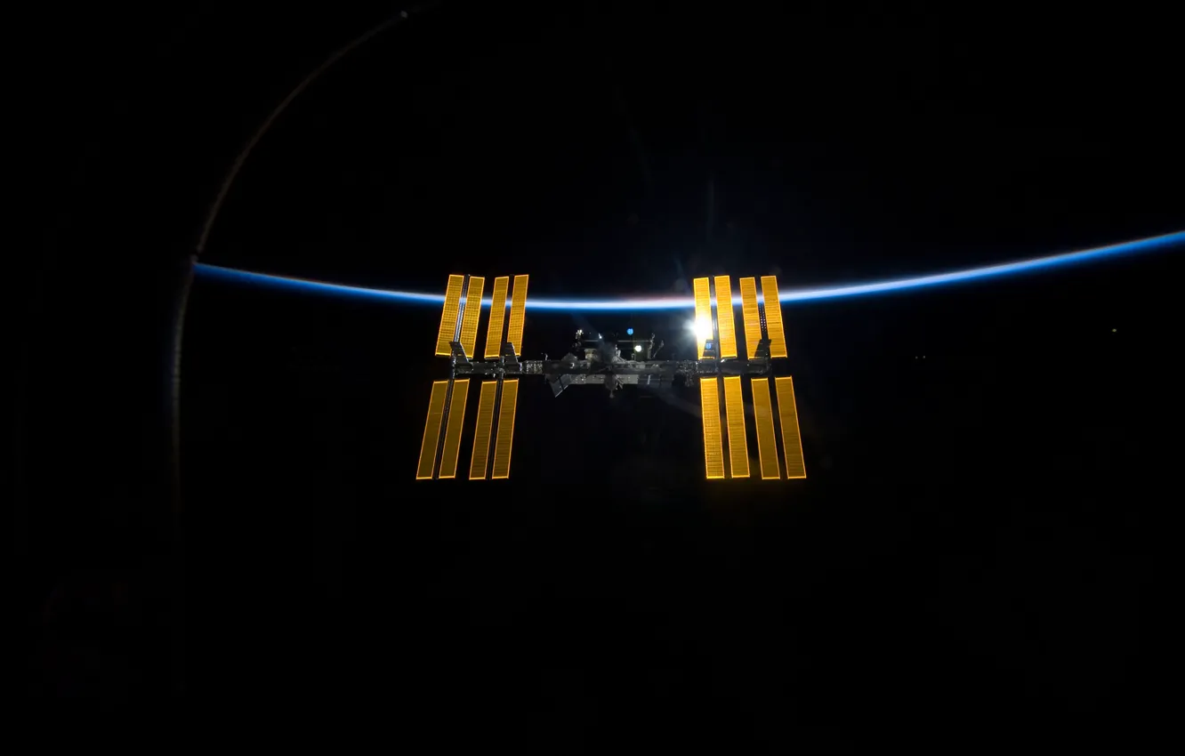 Фото обои earth, space, light, МКС, Space, International, ISS, background