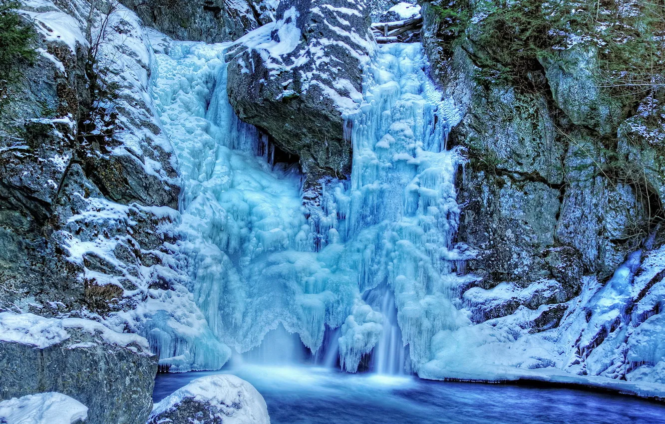 Фото обои холод, зима, замёрзший водопад