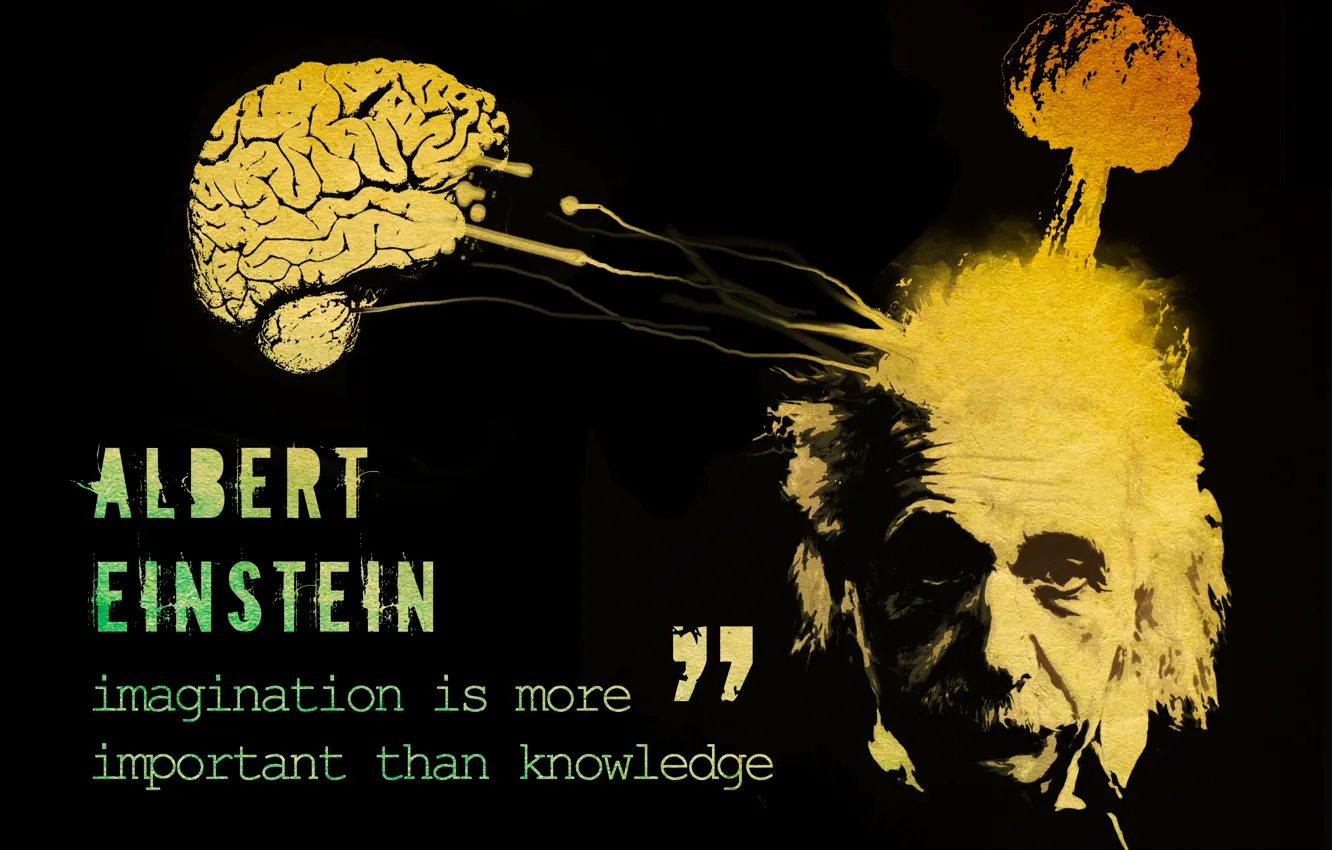 Фото обои взрыв, надпись, explosion, мозг, Альберт Эйнштейн, Albert Einstein, цитата, inscription