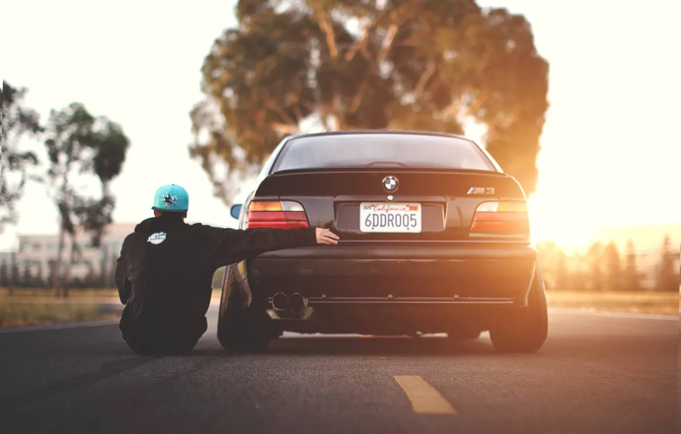 Фото обои BMW, кепка, парень, Coupe, E36
