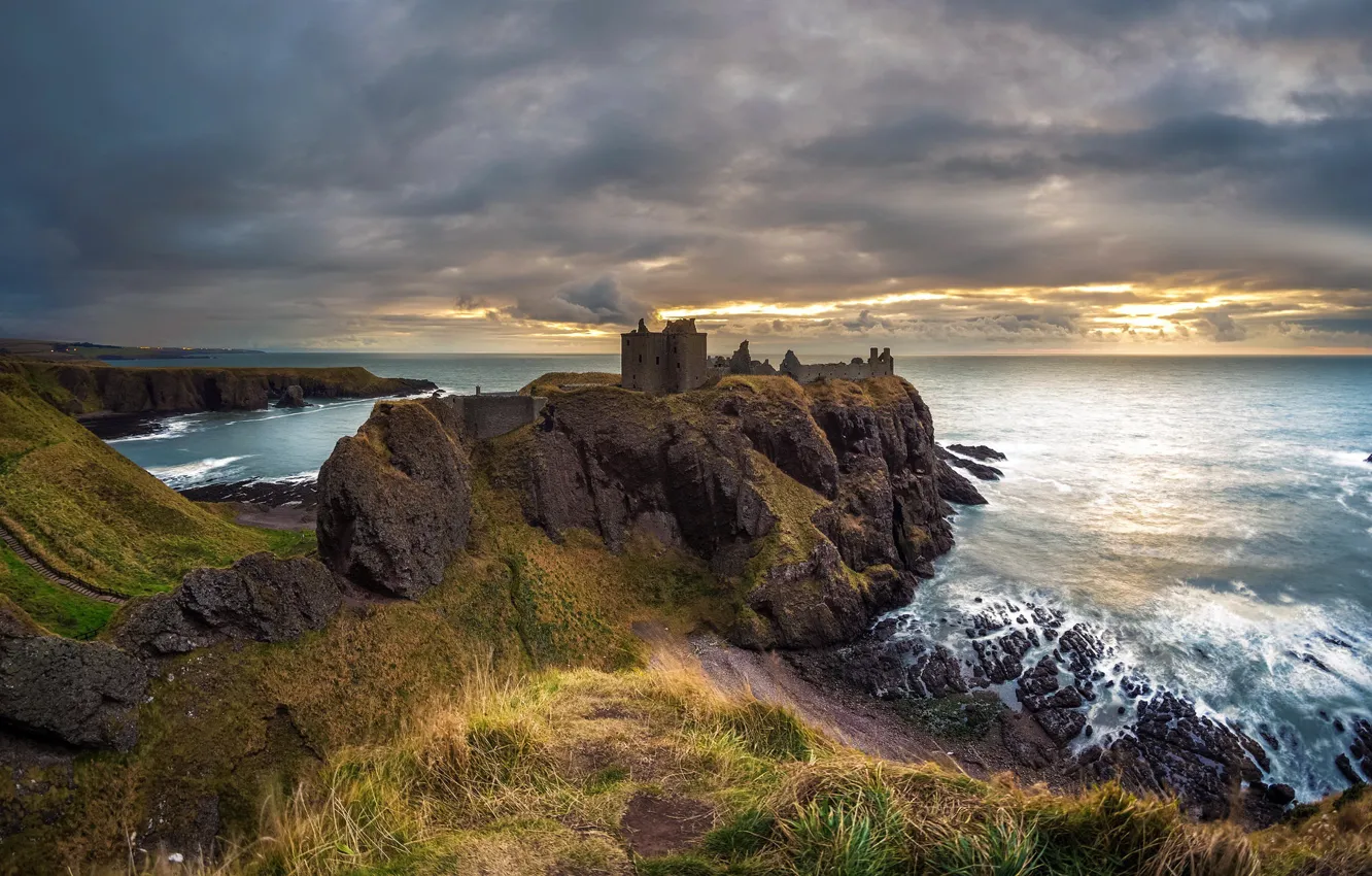 Фото обои море, берег, Dunnottar Castle