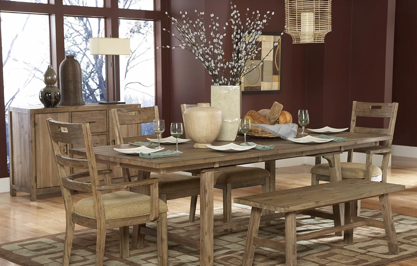 Фото обои wood, table, kitchen, grain, dining set
