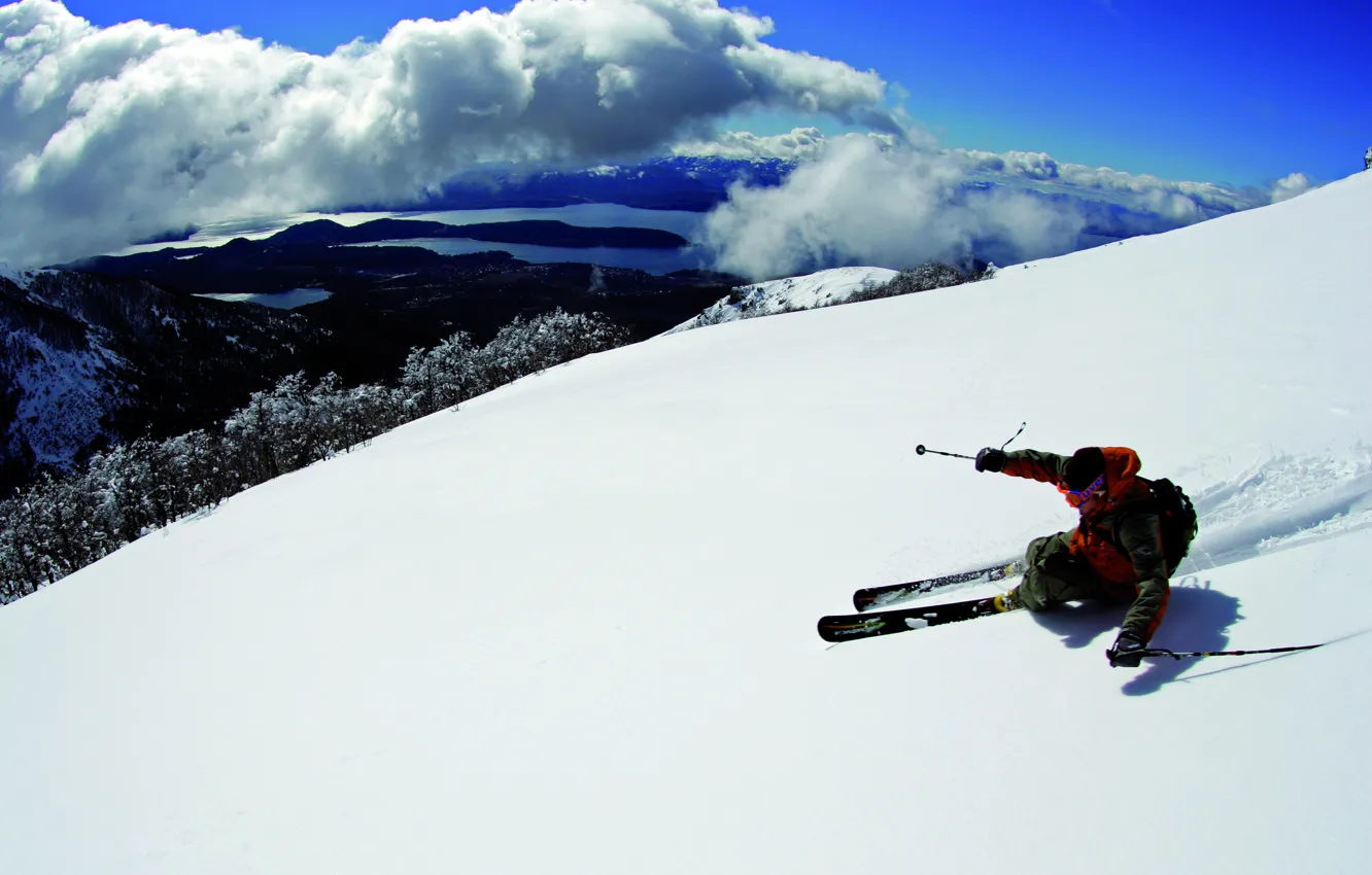 Фото обои winter, snow, ski, moutains, free ride