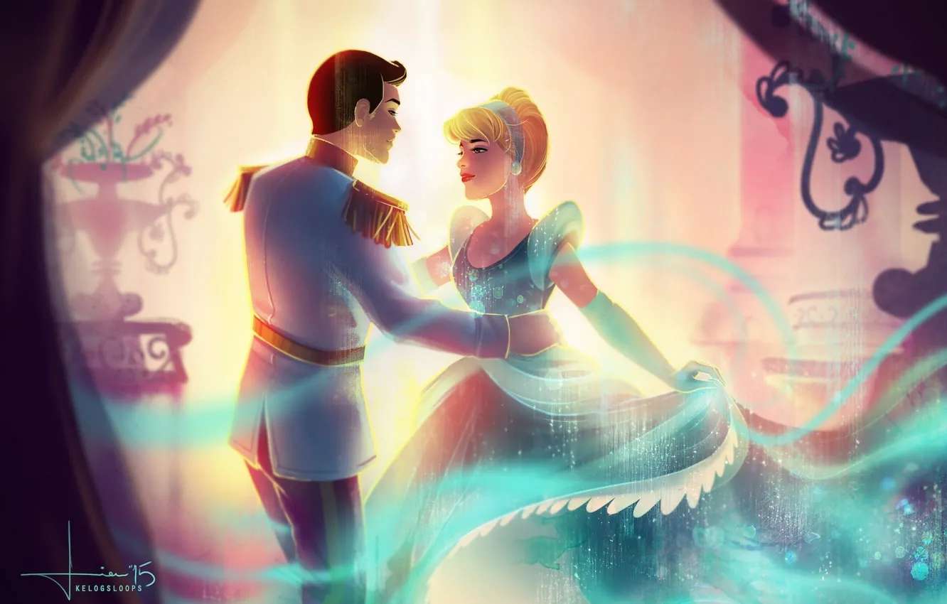 Фото обои девушка, арт, золушка, принц, парень, Cinderella, kelogsloops
