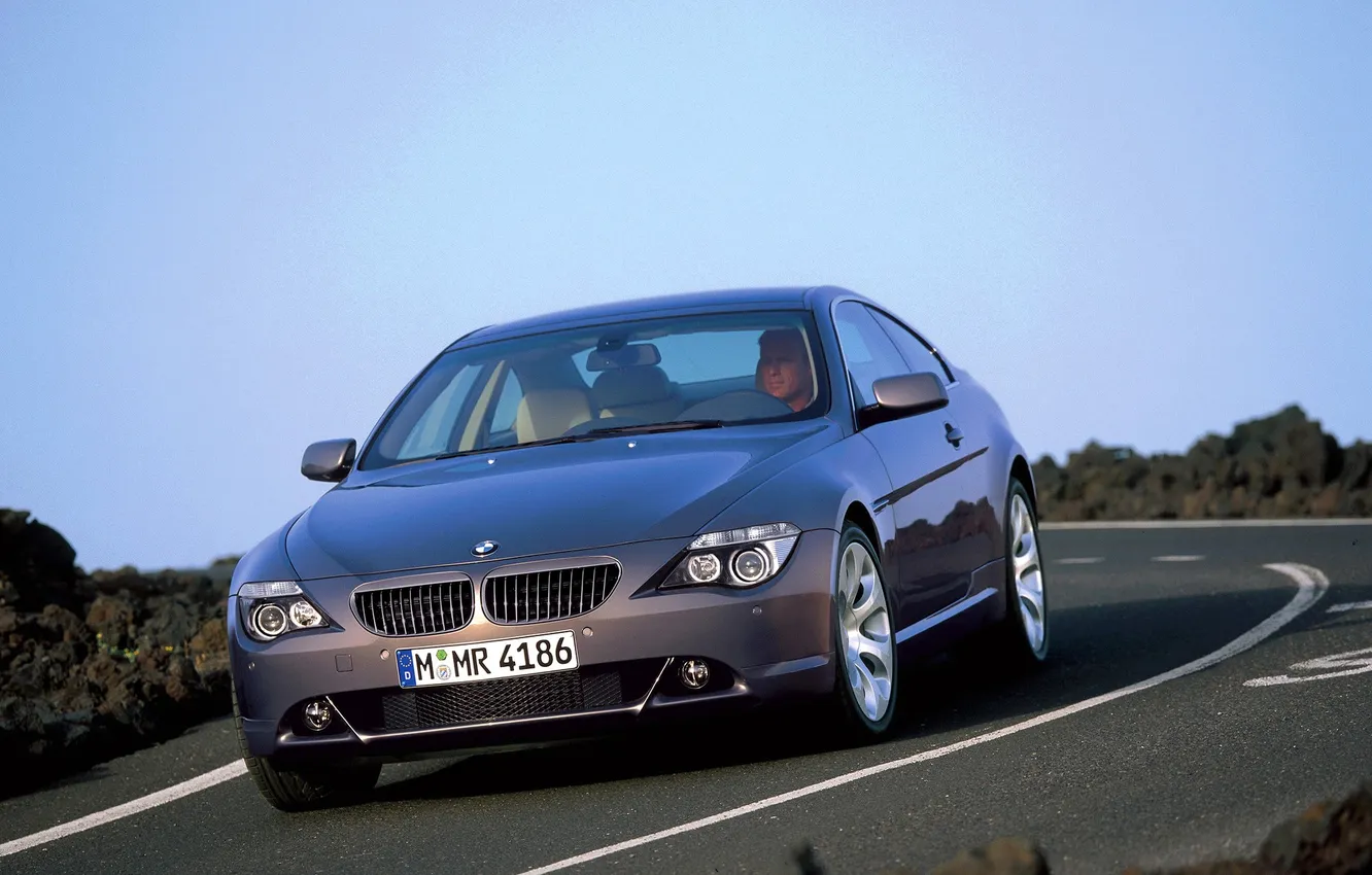 Фото обои дорога, серый, BMW, шоссе, E63, BMW E63