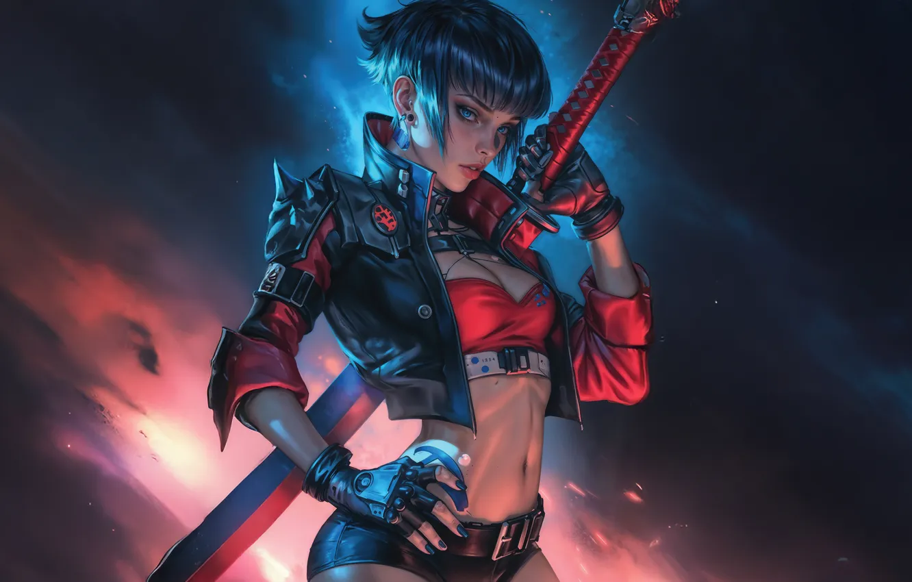 Фото обои girl, cyberpunk, blade, legends
