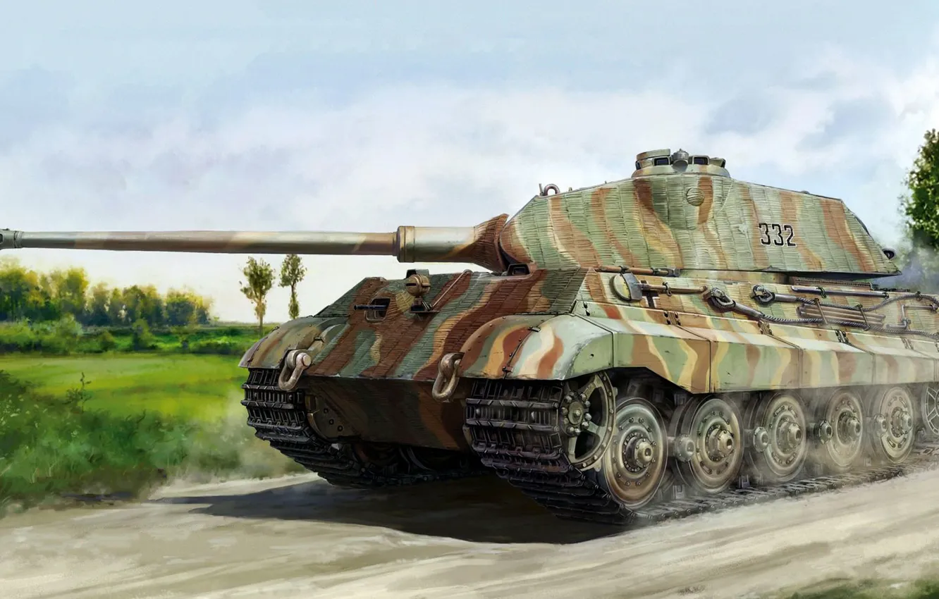 Фото обои porsche, вермахт, Panzerkampfwagen VI Ausf. B, Тигр II, немецкий тяжёлый танк