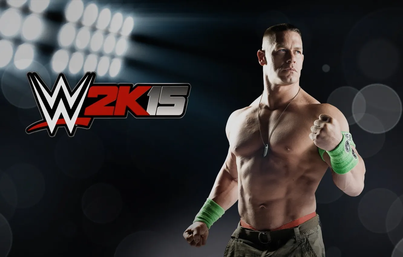 Фото обои лучи, лого, logo, 2K Games, Джон Сина, John Cena, Рестлер, WWE 2K15