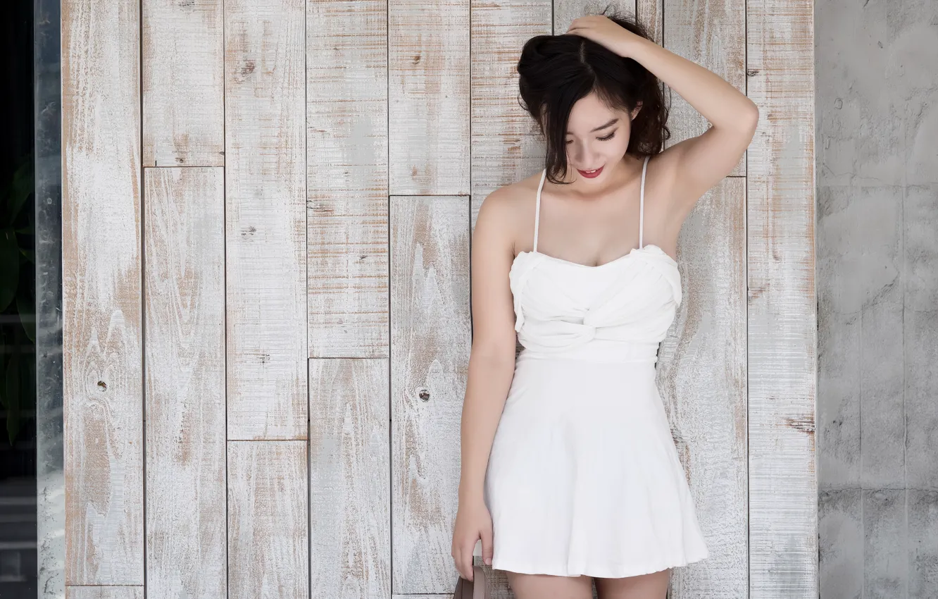 Фото обои девушка, улыбка, азиатка