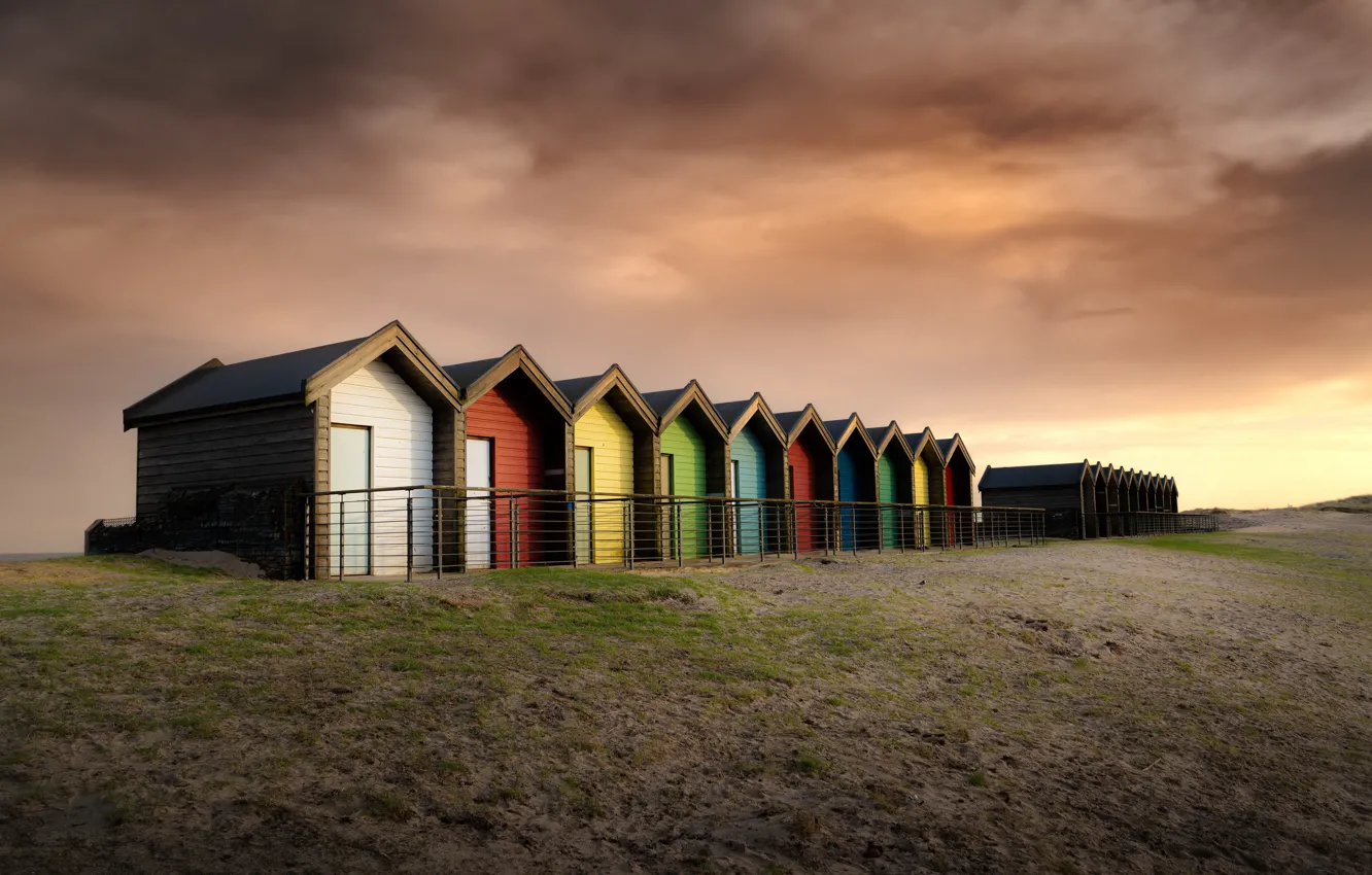 Фото обои пляж, вечер, домик