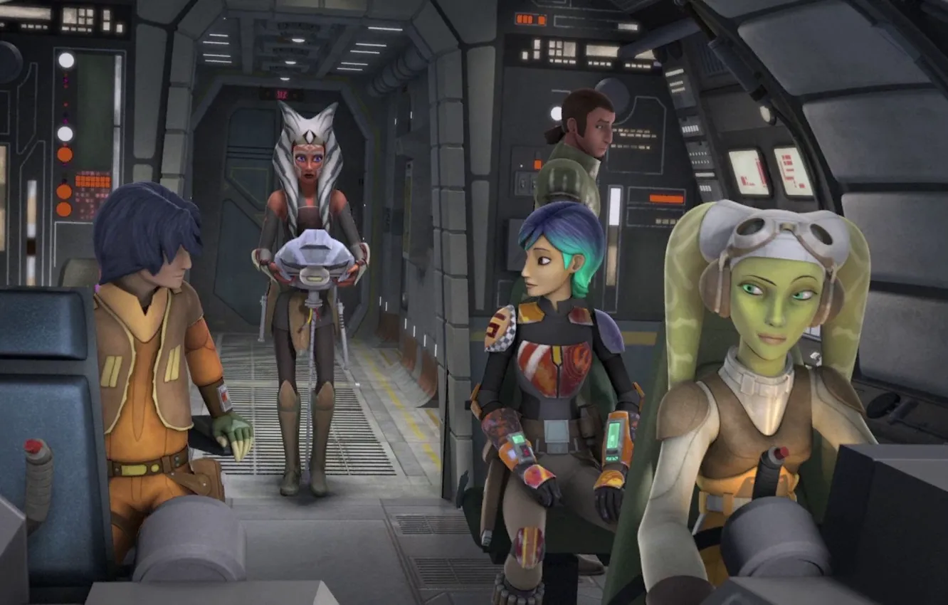 Фото обои Crew, animated series, Звездные войны: Повстанцы, spaceship Ghost, Star Wars: Rebels, Ahsoka