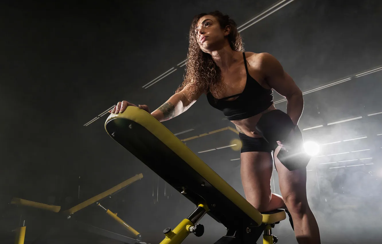 Фото обои girl, sports, athletic, equipment, exercises